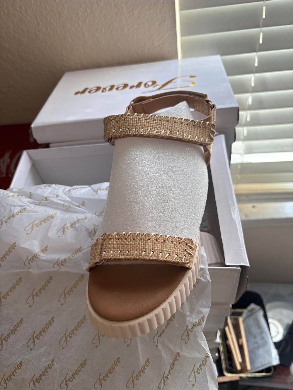 Forever Link Gold Braided Strap Platform Sandals